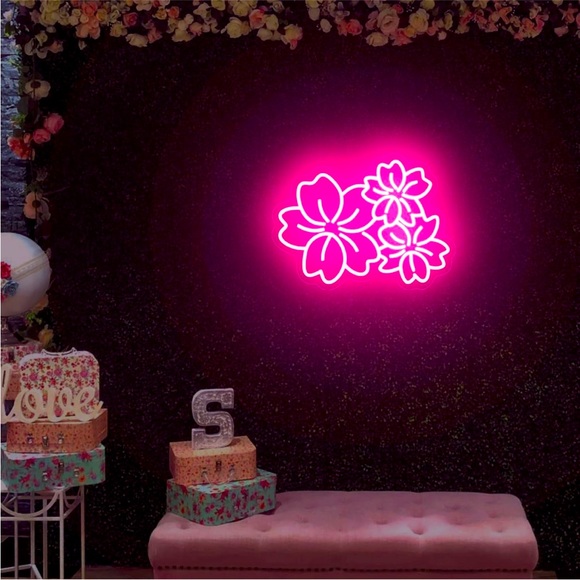 Neon Pink Sakura Cherry Blossom Flower Japanese Light Decor Dorm/Party/Bedroom - Picture 2 of 5